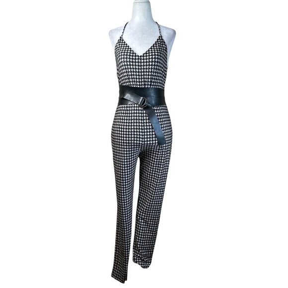 Norma Kamali Low Back Fara Slip Catsuit in Medium Houndstooth Medium New Womens - Picture 6 of 15